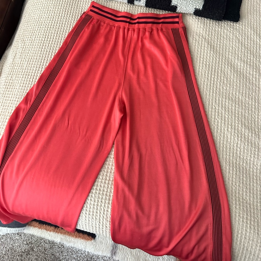 FP Movement by Free People Coral Wide-Leg Track Pants with Black Trim
